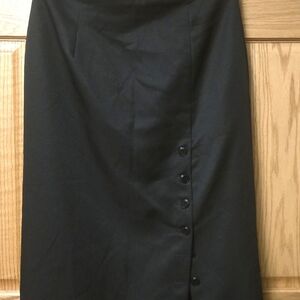 Laura Scott Black Long Skirt with Button Slit